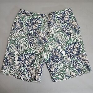 J. McLaughlin Shorts 8 Women's Montaya Jacquard Palm Blue Green Tropical